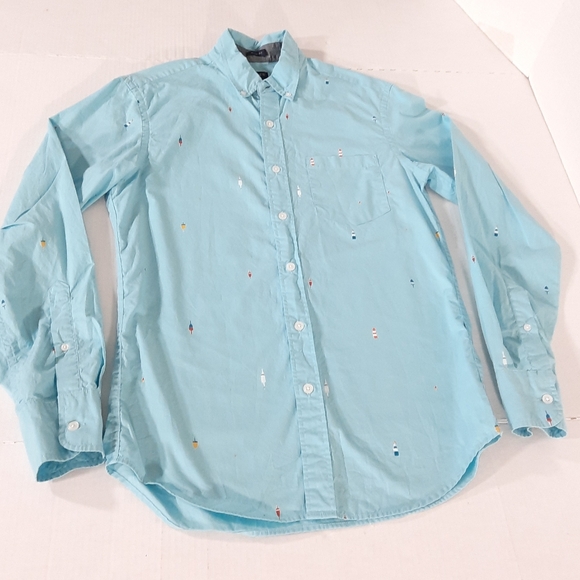 J Crew Nautical Fishing Bobber Print Slim Long Sleeve Shirt - Picture 2 of 5